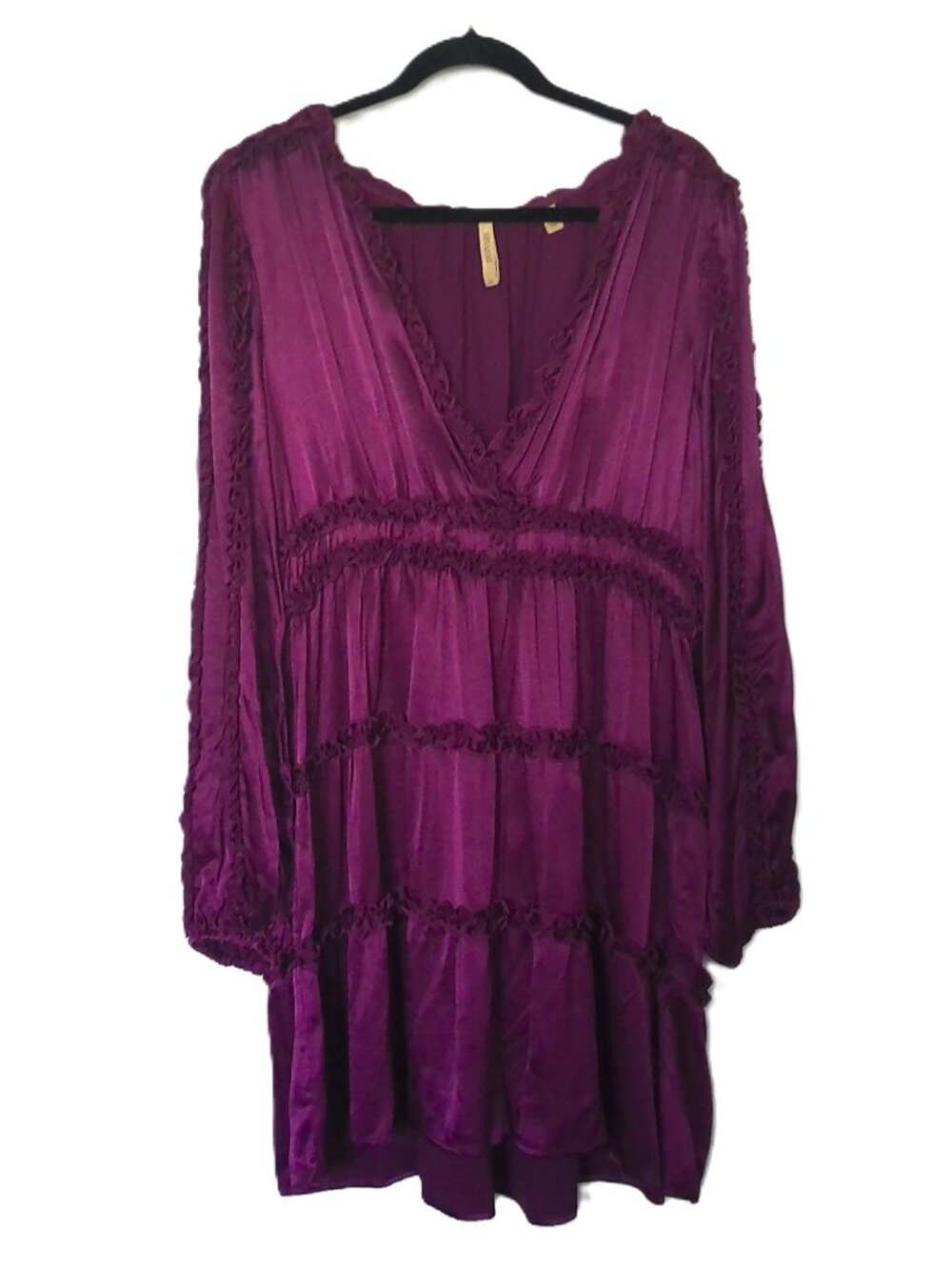 Shyanne Dress Satiny Purple Ruffled Whimsigoth Tiered Romantic Gypsy Festival XL